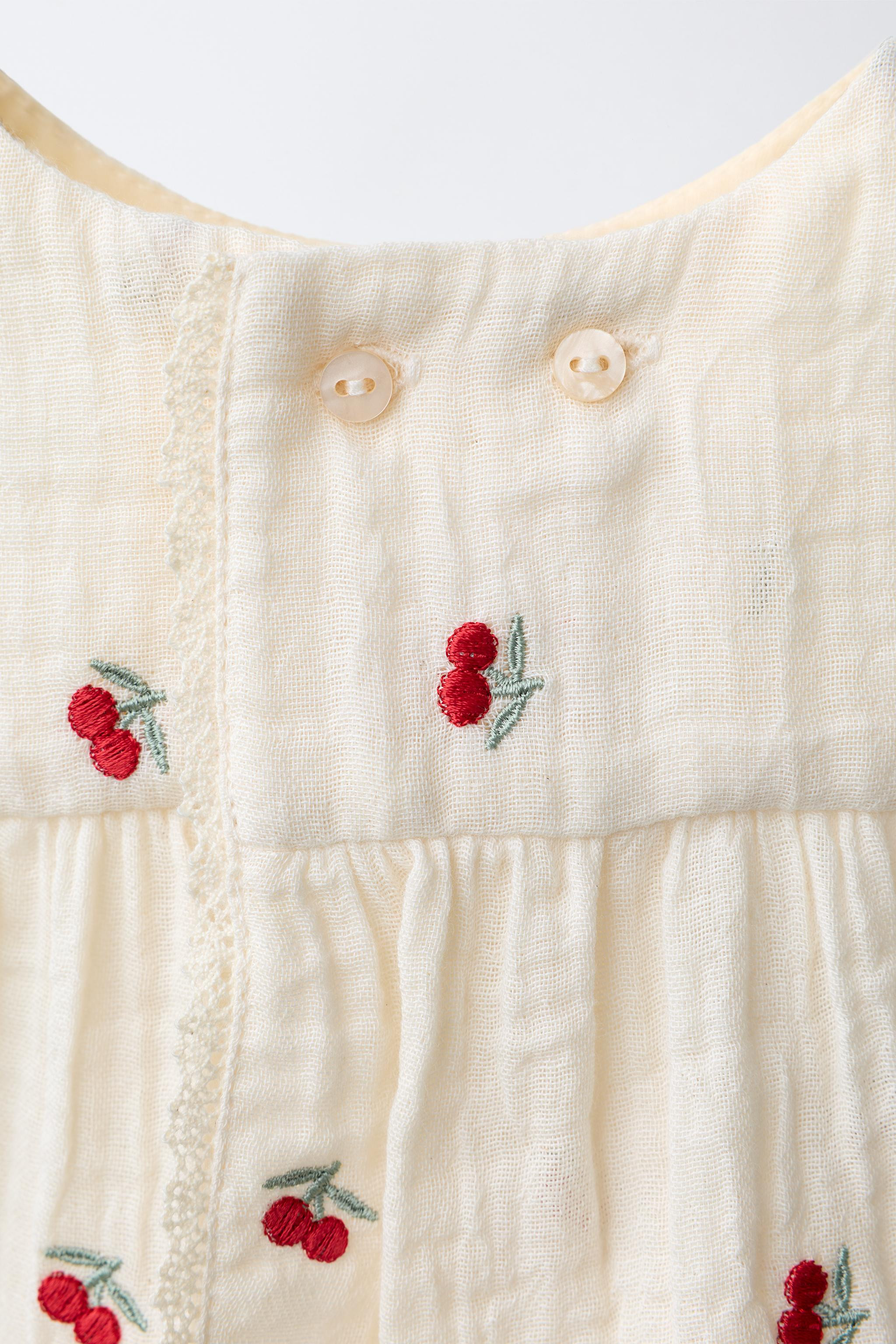 EMBROIDERED CHERRY TEXTURED BLOUSE AND BLOOMERS SET | Zara US