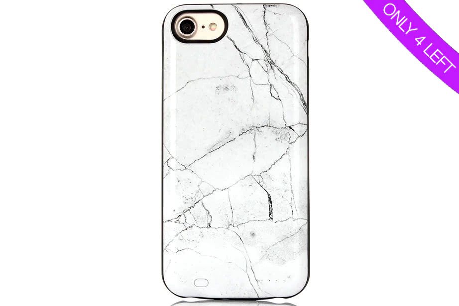 White Marble Battery Power Phone Case | Luxy Lemon