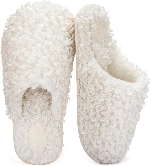 ULTRAIDEAS Women's Fuzzy Slip-on Slippers, Cozy Indoor House Shoes with Memory Foam | Amazon (US)