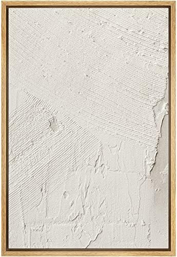 SIGNWIN Framed Canvas Print Wall Art Minimal White Paint Brush Strokes Abstract Shapes Illustrati... | Amazon (US)