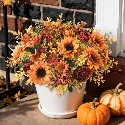 Homsunny Fake Sunflowers Artificial Fall Flowers for Outdoor Decoration | Amazon (US)