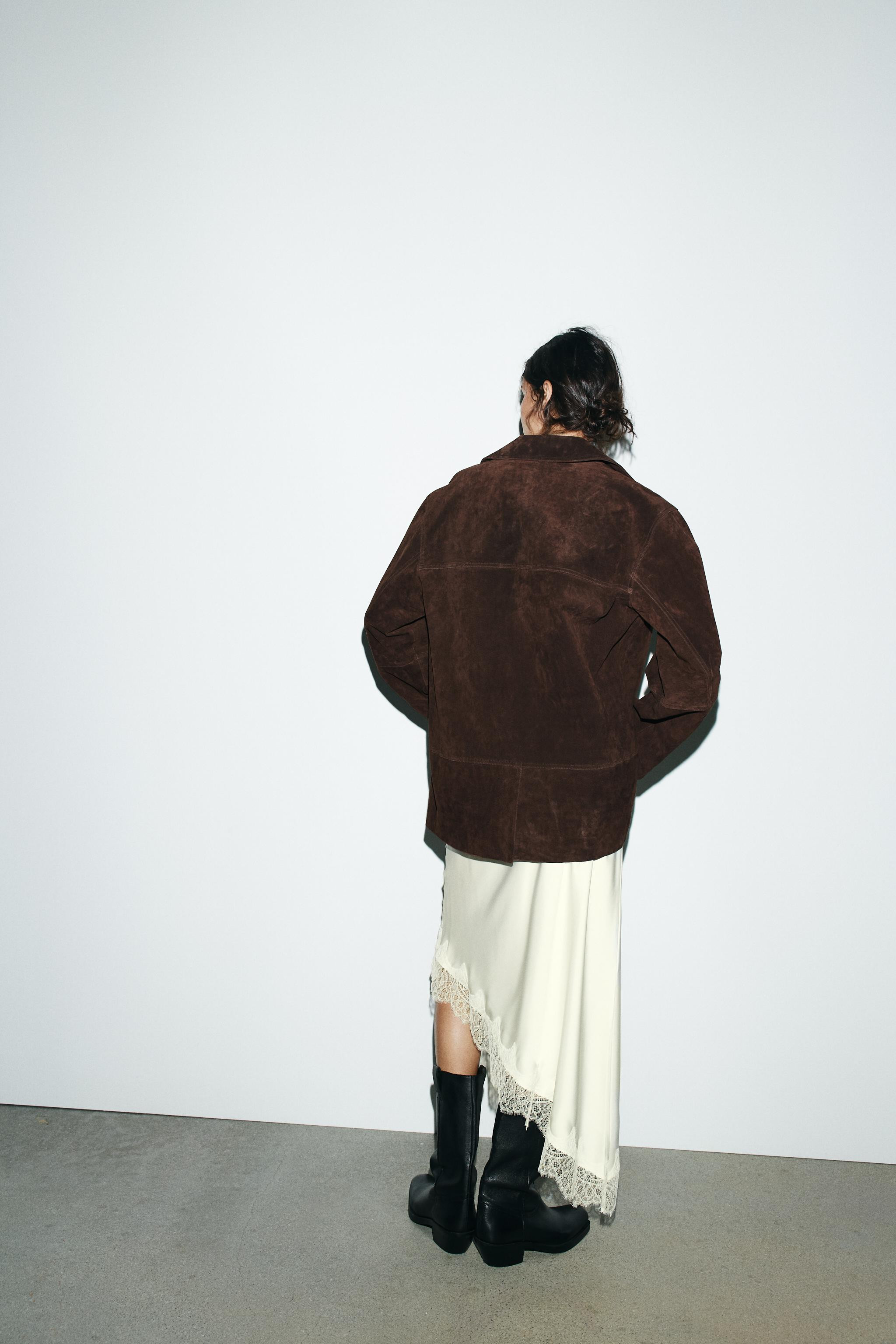 100% SUEDE LEATHER OVERSIZE BLAZER | Zara UK