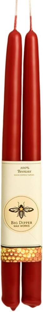 Big Dipper Wax Works Red Candles, Hand Dipped Beeswax Taper Candles, 12-Hour Long Burn, Pure Bees... | Amazon (US)