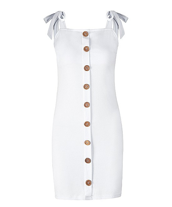 Yokodea Women's Casual Dresses White - White Button-Front Bodycon Dress - Women | Zulily