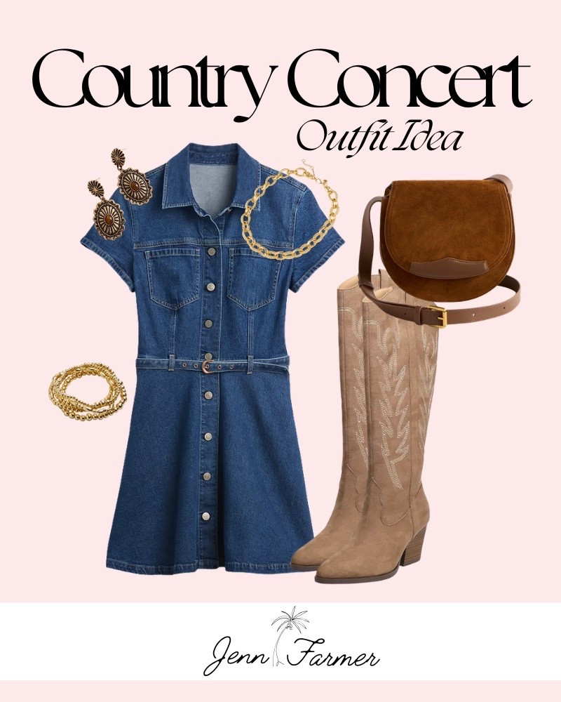 Can you believe the boots and the dress are both under $80?! Shop this western look!


Country concert outfit, denim dress, chic style, western chic style, cowgirl boots, gold jewelry, summer look, outfit inspo

#LTKootd #LTKgrwm #LTKSeasonal