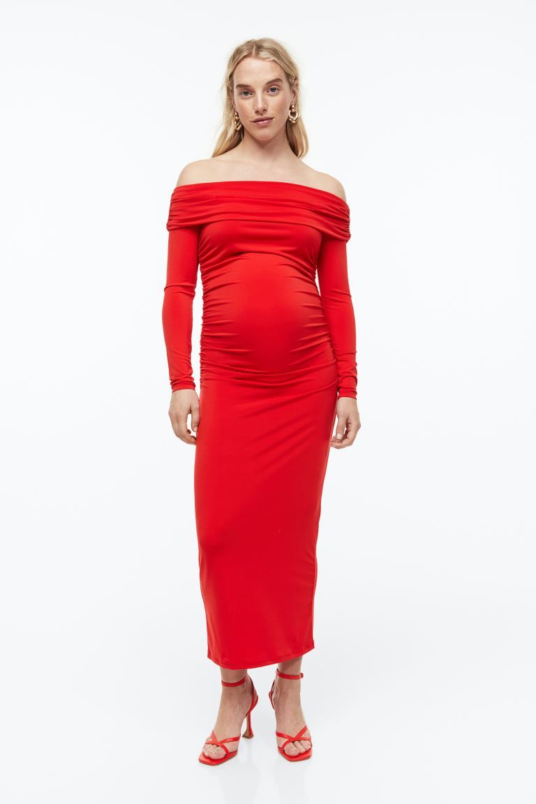 MAMA Gathered Off-the-shoulder Dress | H&M (US)