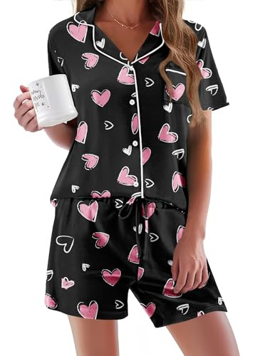 Ekouaer Pajamas Set for Women Short Sleeve Sleepwear Button Down Pjs Soft 2 Piece Lounge Sets XS-... | Amazon (US)