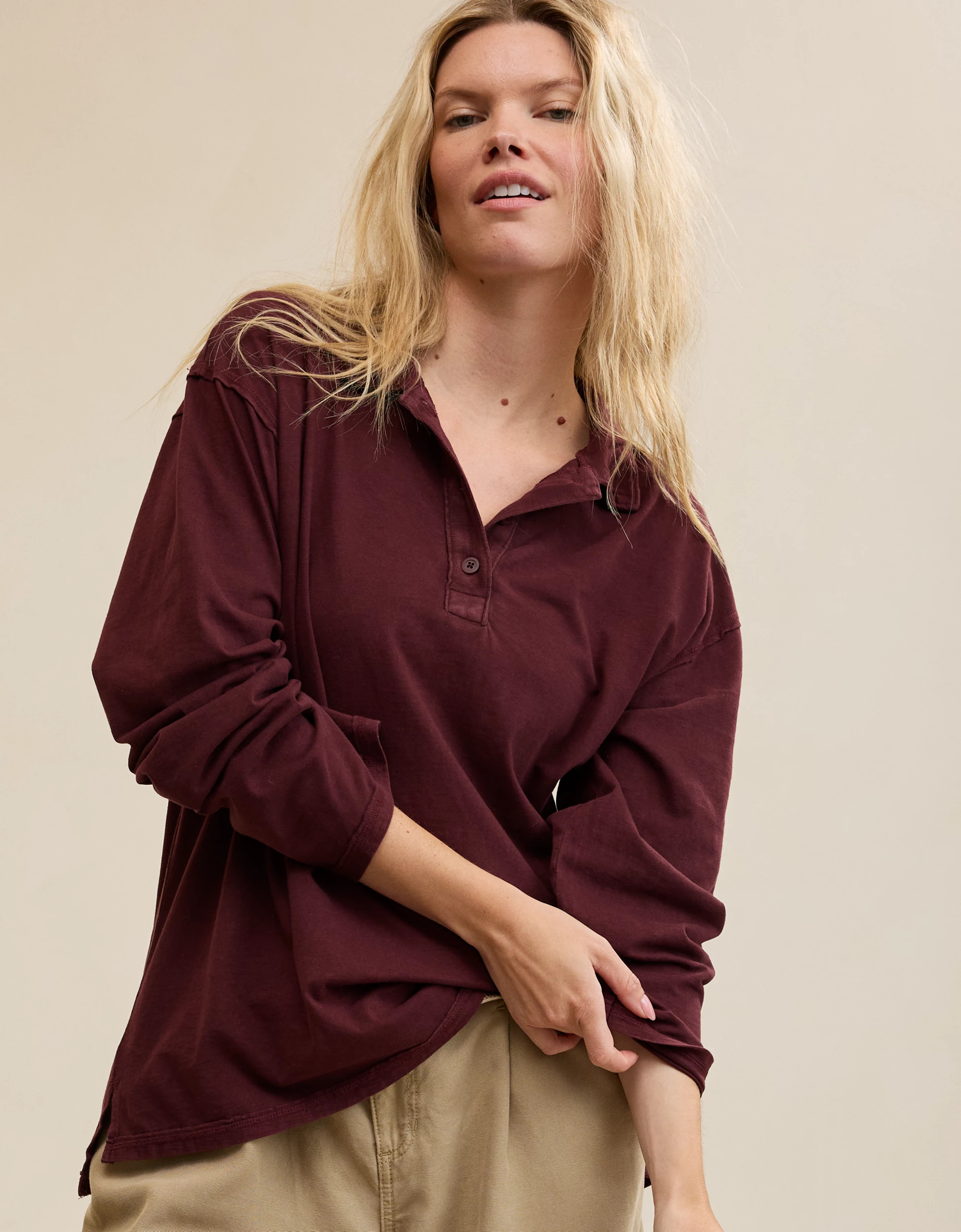 Aerie Cozy Polo Boyfriend T-Shirt | Aerie