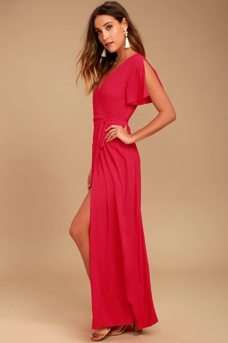 Much Obliged Red Wrap Maxi Dress | Lulus (US)