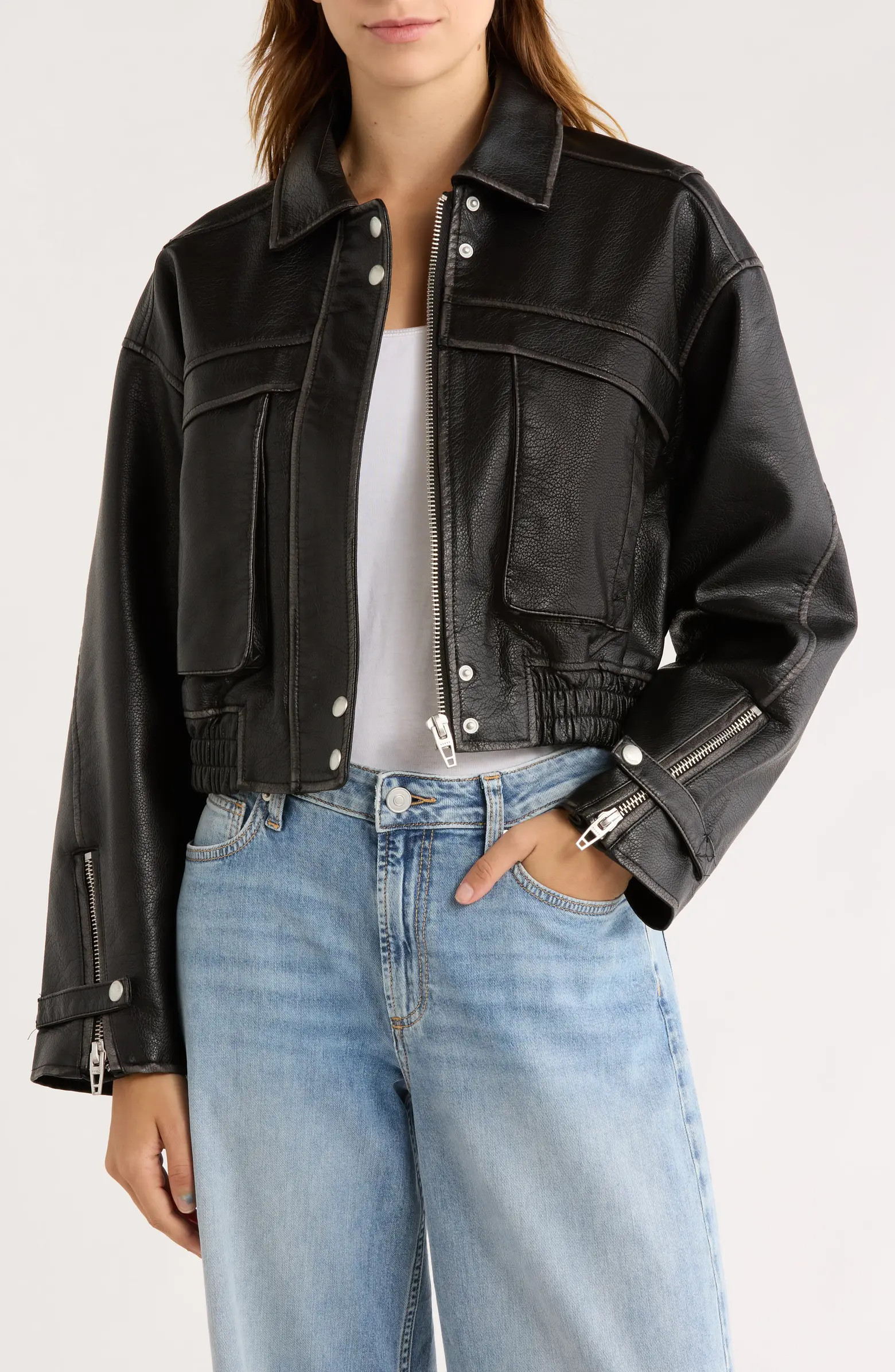 Faux Leather Bomber Jacket | Nordstrom Rack