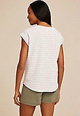 24/7 Berkley Striped Texture V Neck Short Sleeve Tee | Maurices