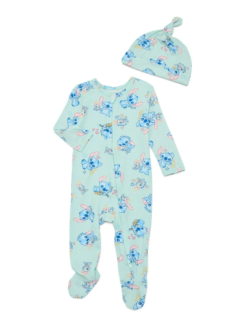 Disney Lilo and Stitch Baby Boys or Girls Viscose Sleep Footed One-Piece with Hat Set, 2-Piece, S... | Walmart (US)