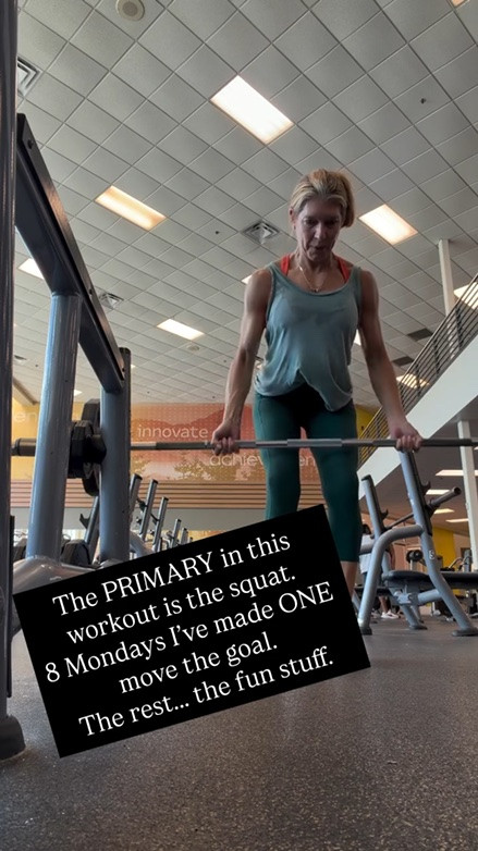 The PRIMARY in this workout is the squat. 
8 Mondays I’ve made ONE move the goal.
The rest….. the fun stuff.

#LTKfitnessgoals #LTKmorningroutine #LTKActive