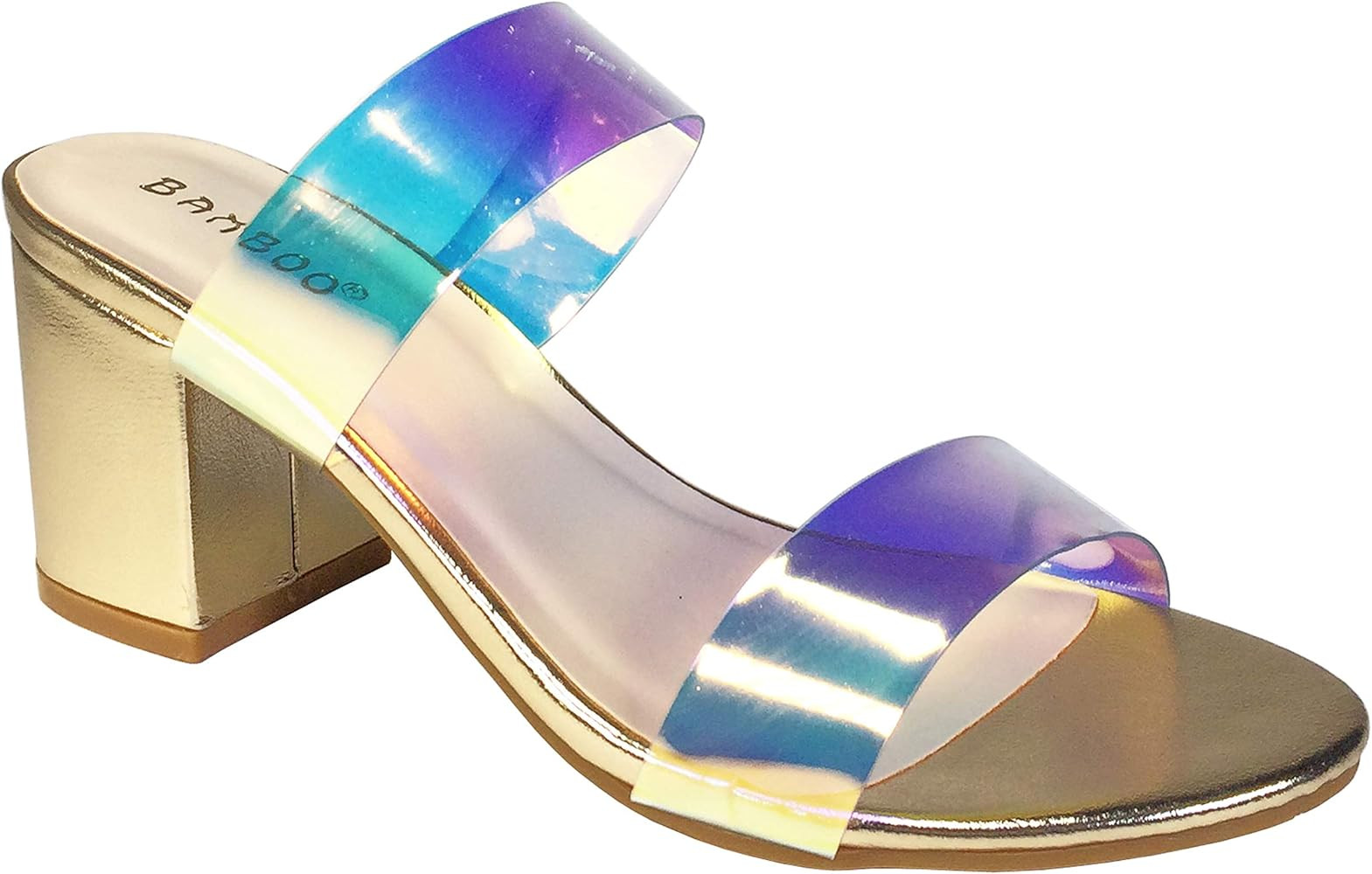 Sandalia de doble tira de PVC transparente para mujer | Amazon (US)