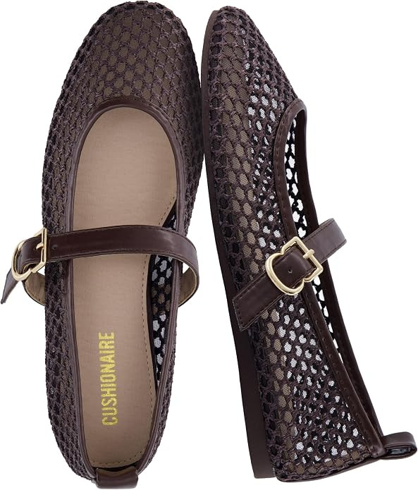 CUSHIONAIRE Gracie Mesh Mary Jane Flats for Women, Breathable Ballet Flats with Adjustable Buckle... | Amazon (US)