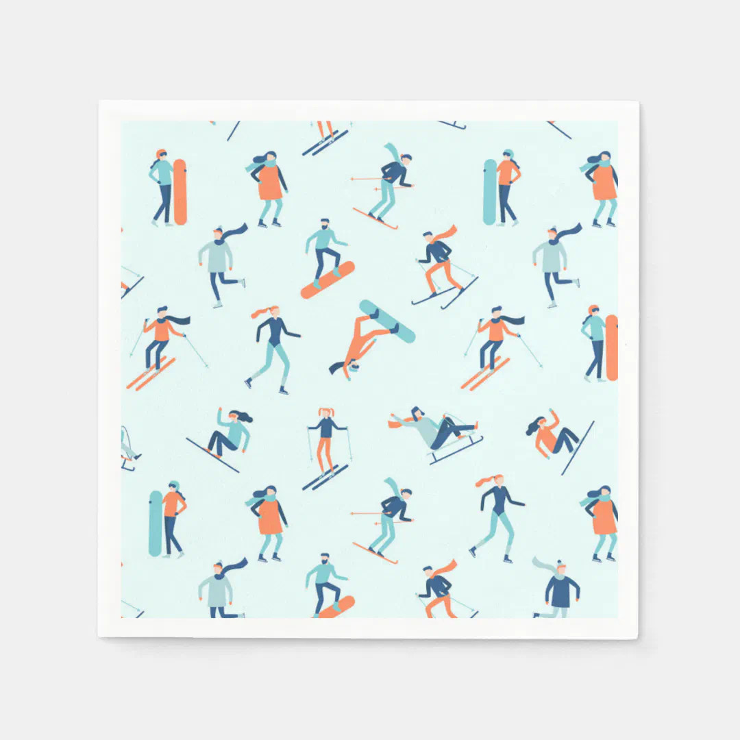 Winter Sports Pattern Napkins | Zazzle | Zazzle