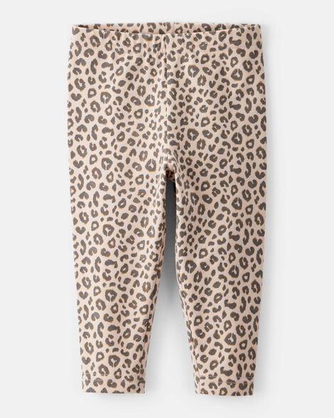 Baby Girl Cotton Leopard Stretch Leggings - Brown | Carter's Inc