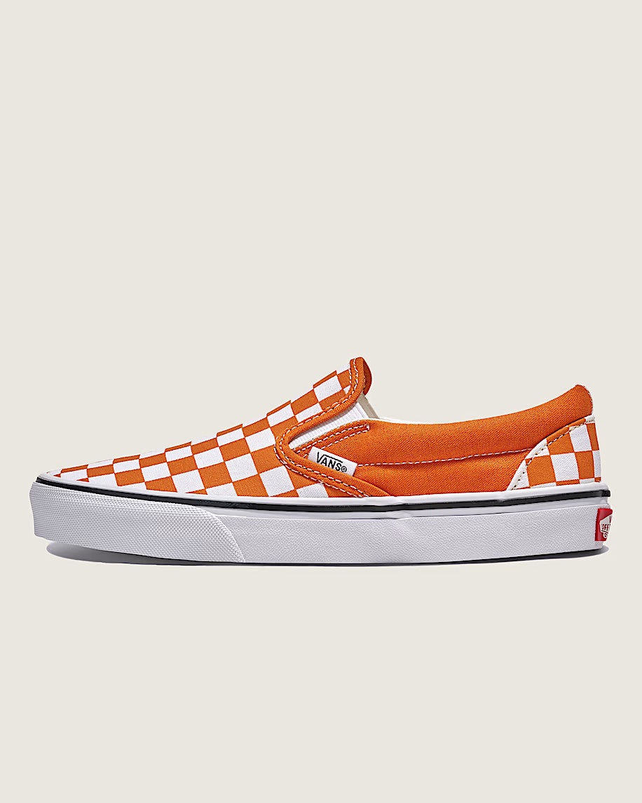 Classic Slip-On Checkerboard Shoe in Marmalade Orange / White | Vans | Vans (US)