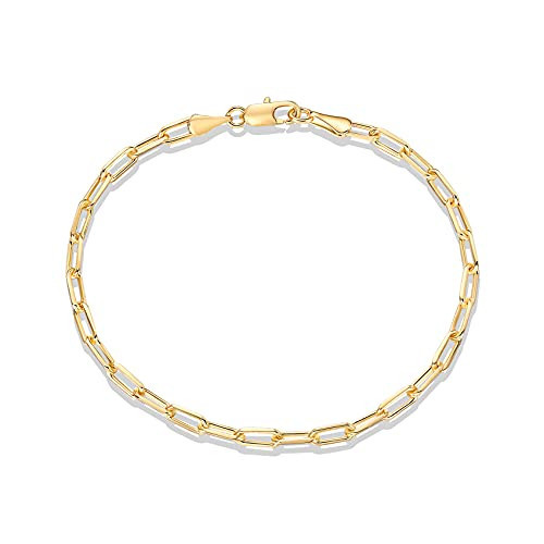 PAVOI 14K Gold Plated Paperclip/Curb/Figaro Chain Adjustable Bracelet for Women (Paperclip, Yellow Gold Plated) | Amazon (US)