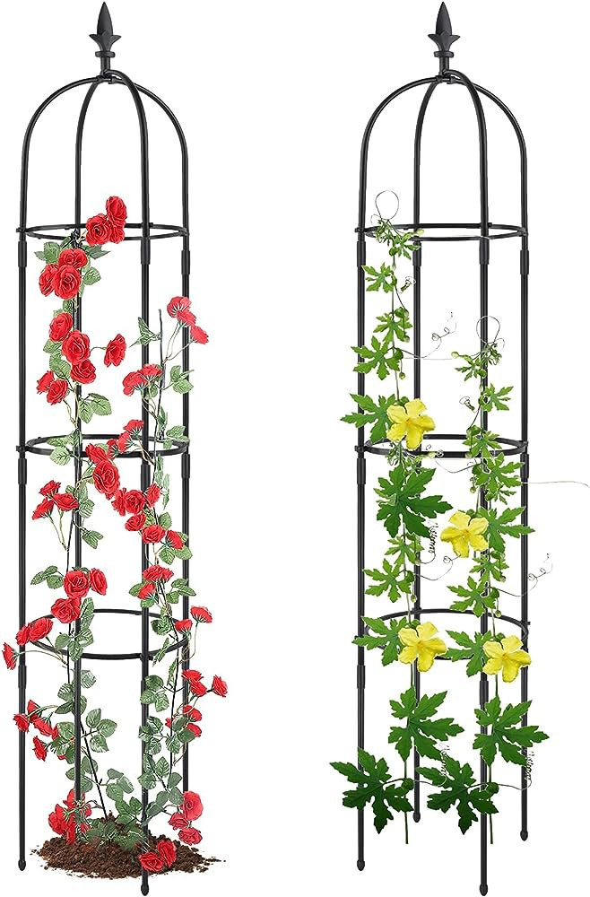Garden Obelisk Trellis for Climbing Plants, Rustproof Plastic Coated Metal Plant Support, Garden ... | Amazon (US)