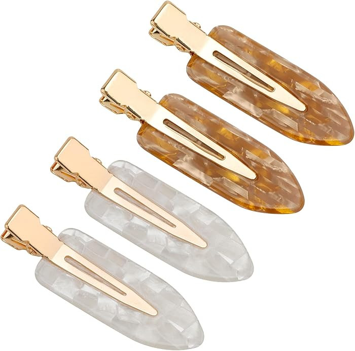 AMCAMI 4 PCS No Crease Hair Clips-No Bend Hair Clips for Styling Acrylic Resin Duck Bill Clips Ha... | Amazon (US)