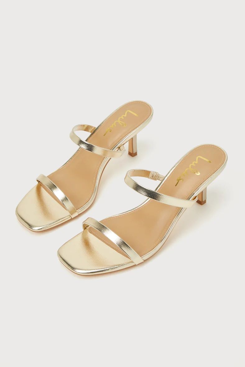 Tyrian Gold Metallic High Heel Slide Sandals | Lulus