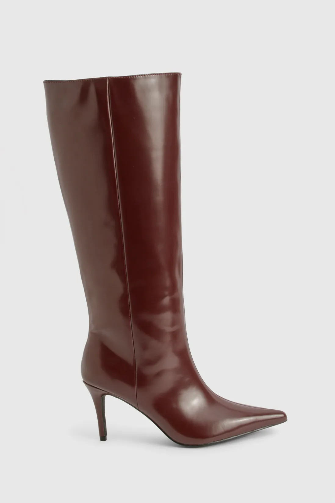 Premium Leather Look Pointed Knee High Boots | Boohoo.com (UK & IE)