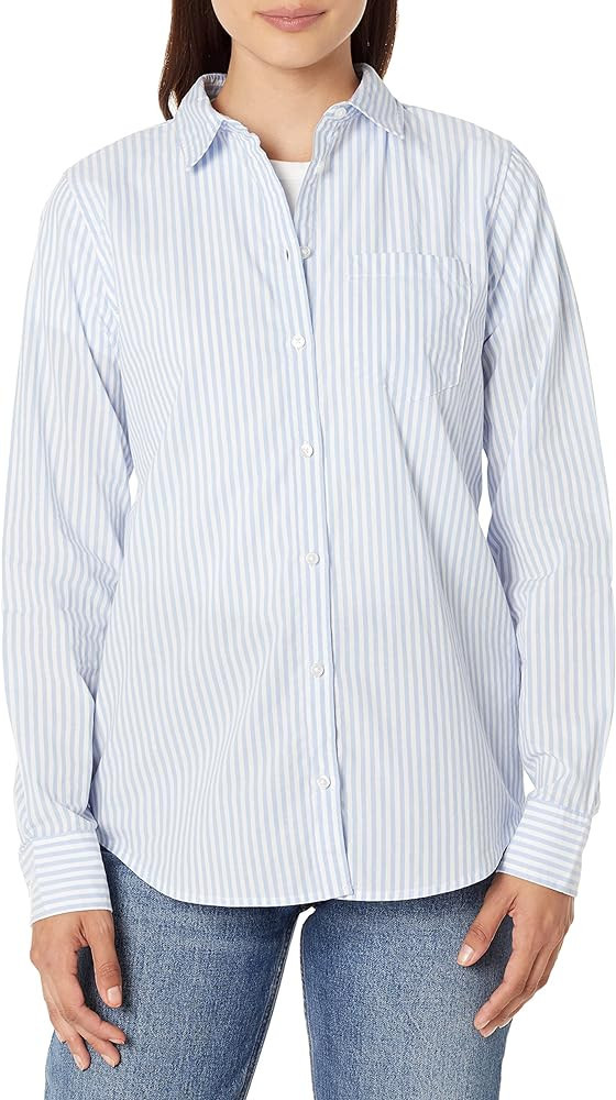 Amazon Essentials Women's Classic-Fit Long-Sleeve Button-Down Poplin Shirt | Amazon (US)
