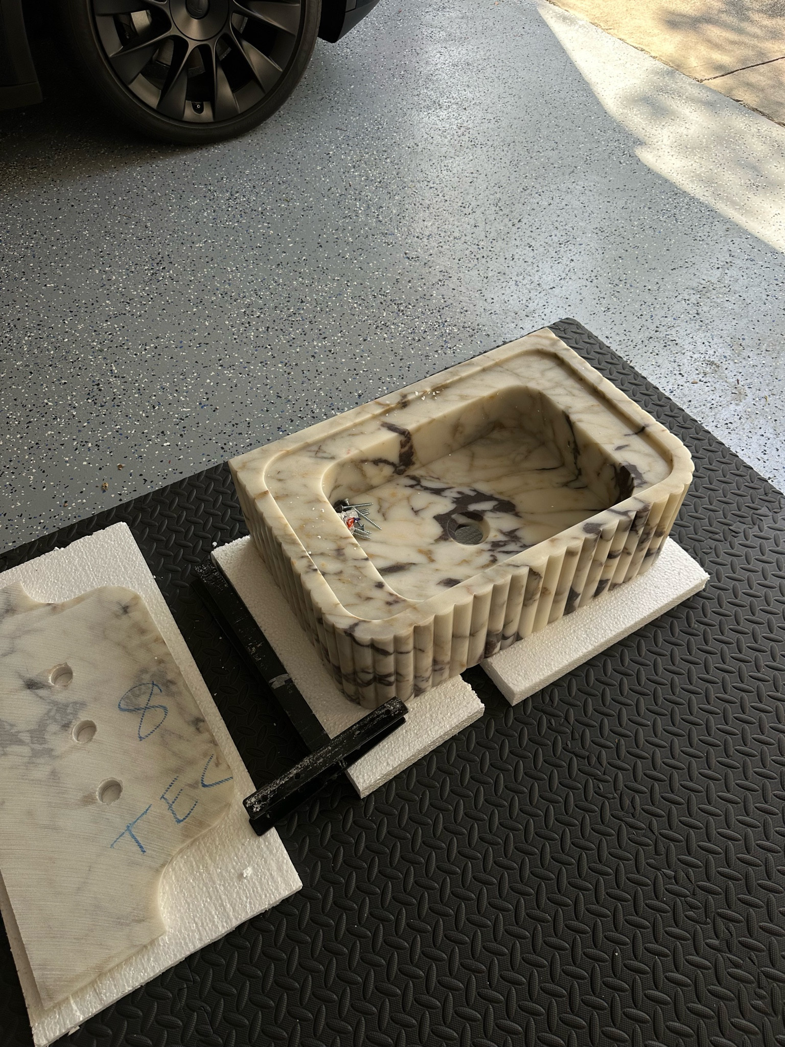 Our sink for our powder room isn’t installed yet but I’m getting so many questions about it so I’m linking it! The backsplash is upside down in this photo. We love it and can’t wait to see it in the bathroom!

#LTKStyleTip #LTKHome