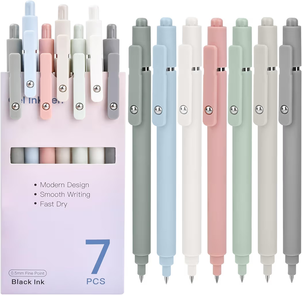 Stocking Stuffers for Women: 7 Pcs Gel Pens 0.5mm Quick Dry Black Ink Fine Point Smooth Writing P... | Amazon (US)