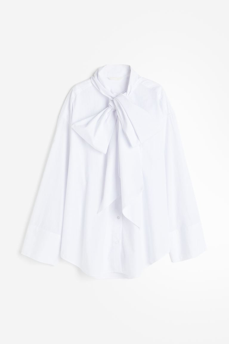 Oversized Tie-neck Shirt | H&M (US + CA)