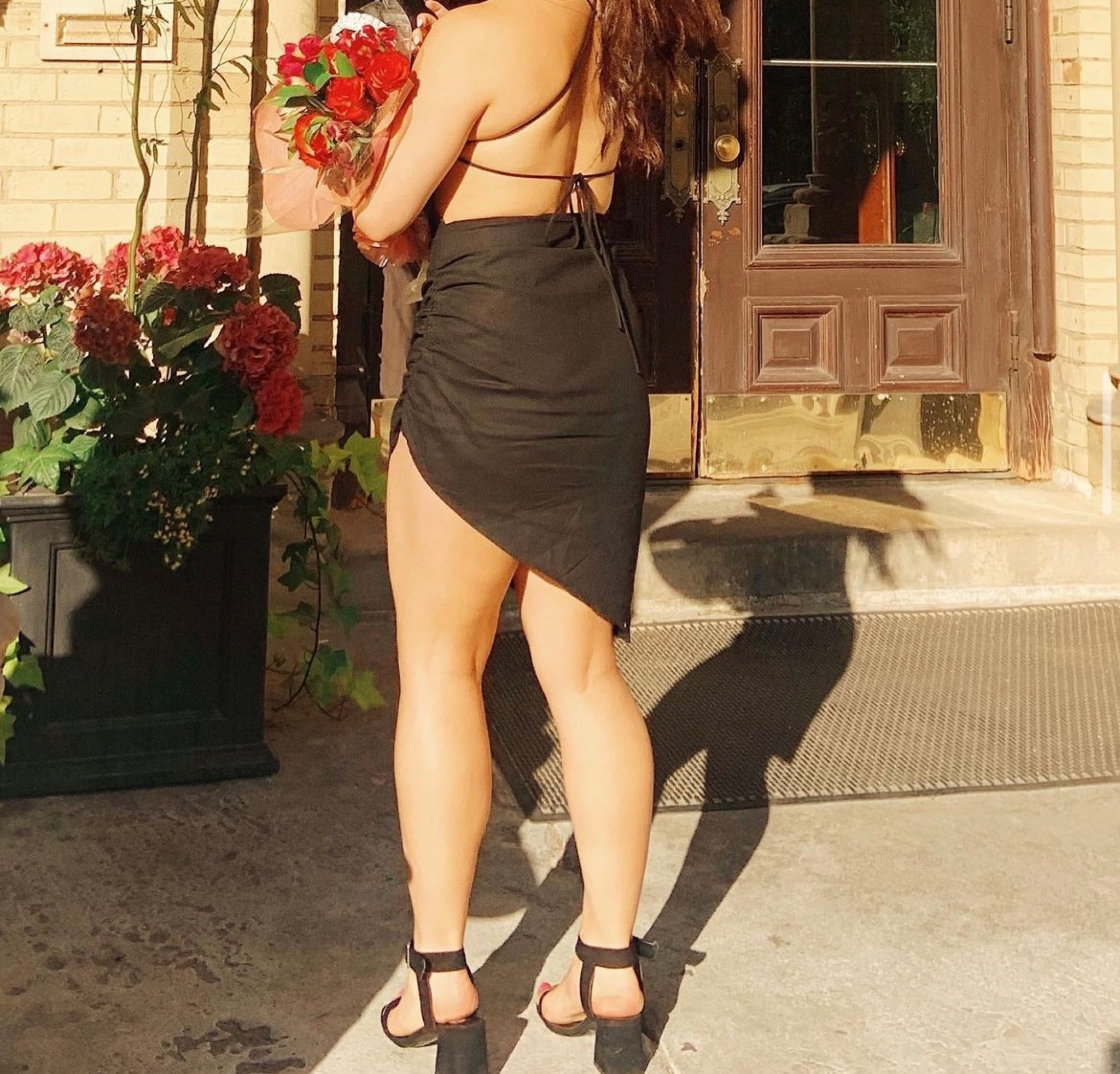 Classic black linen dress with open back from Princess Polly. Strappy low black heels from Steve Madden The perfect graduation dress for spring! 💐

#LTKunder100 #LTKFind #LTKstyletip