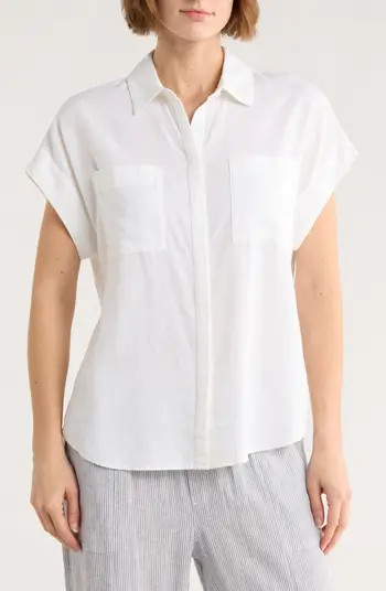 Double Pocket Linen Blend Camp Shirt | Nordstrom Rack