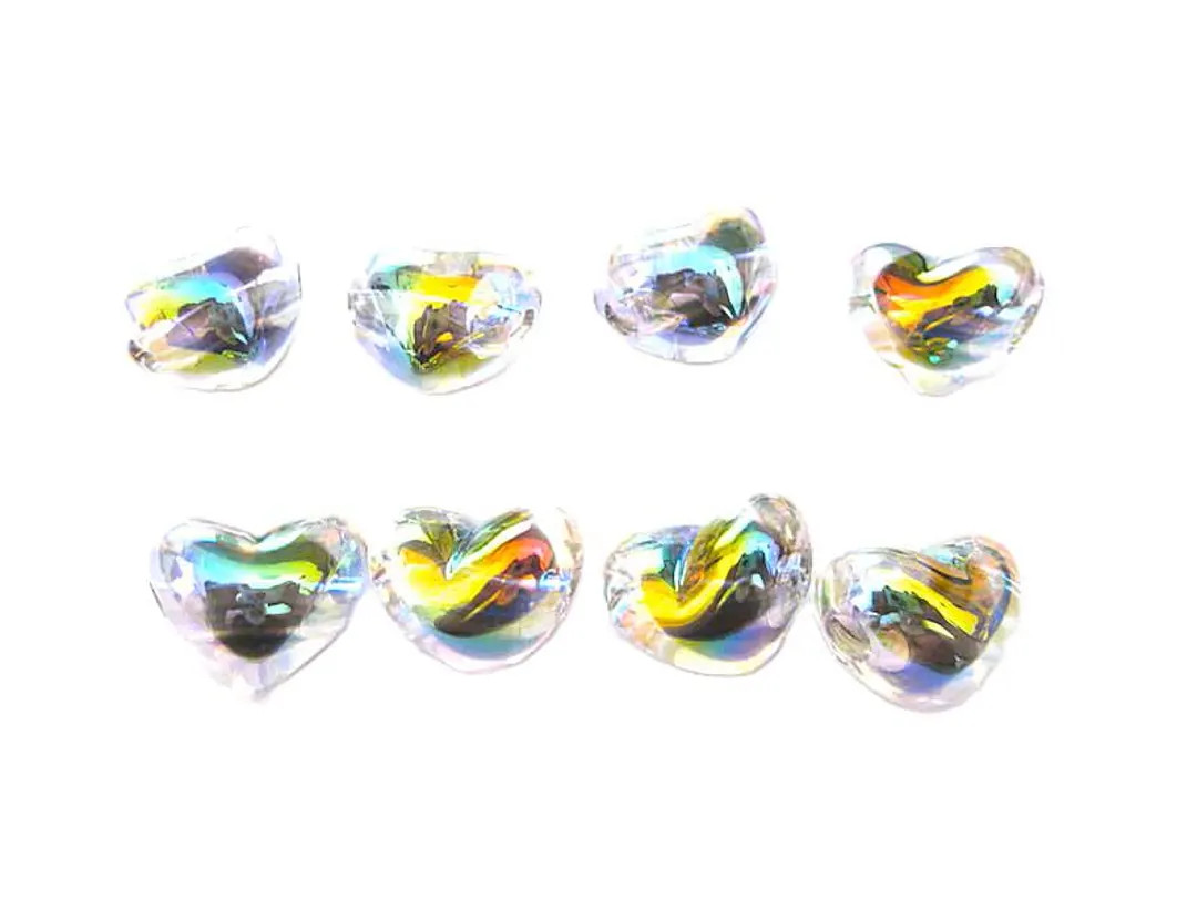 Jewelry Supplies - 8 Heart Beads AB Acrylic - Gorgeous Colors- Chunky - 18mm - Set/8pc #ABHB - Et... | Etsy (US)