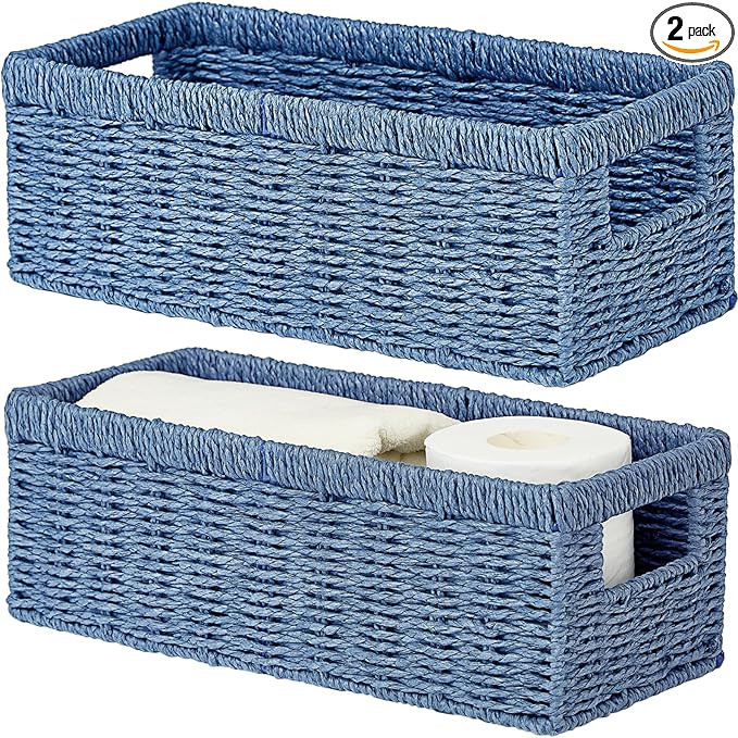 Vagusicc Wicker Storage Basket, Paper Rope Wicker Baskets with Handles, Toilet Paper Basket for T... | Amazon (US)