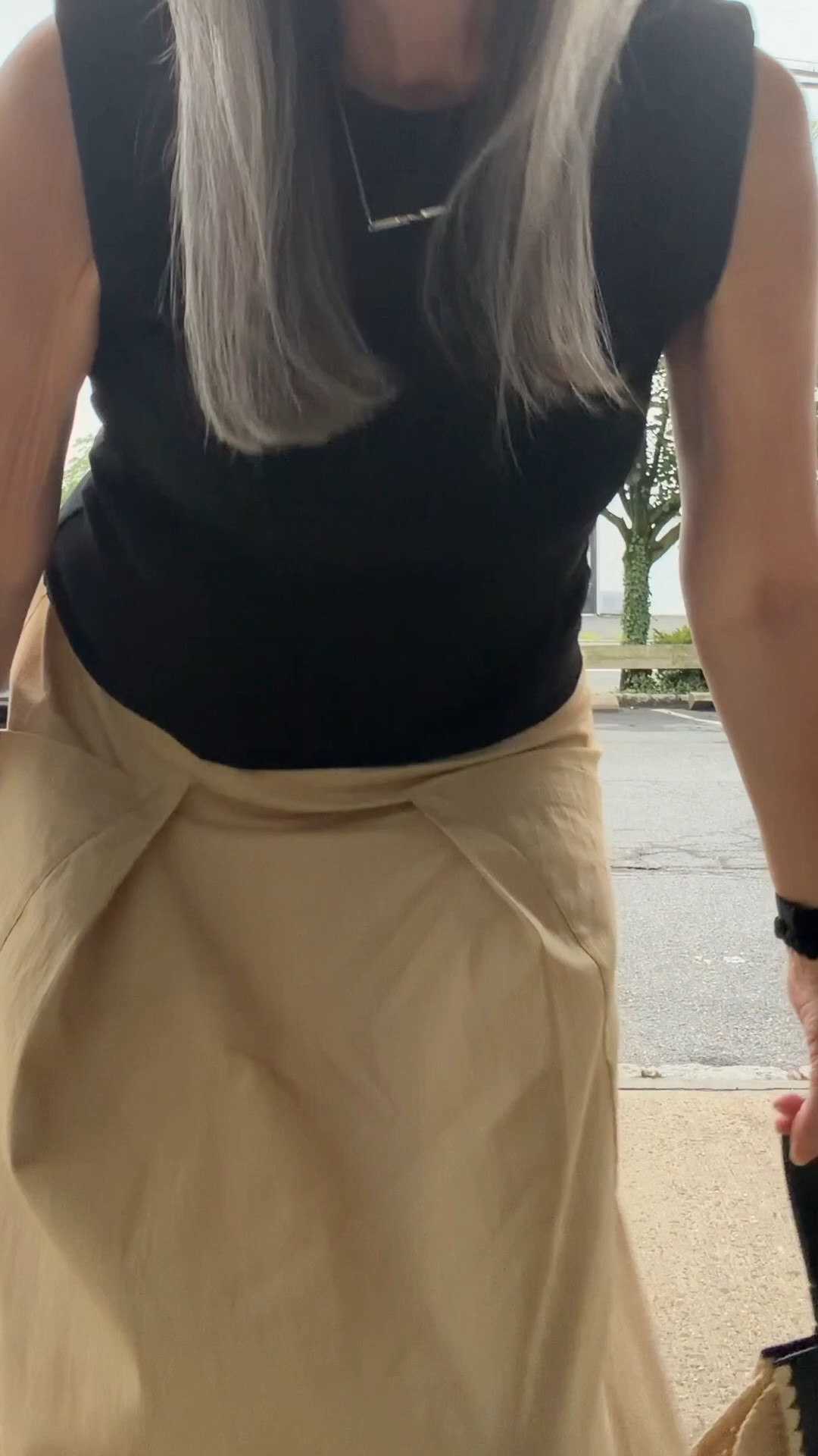 JCrew black and raffia top handle bag, black sleeveless tee, tan pleated midi skirt, black chunky sandals - summer dinner outfit, neutral with texture. Bag linked. Tee is Zara, not on LTK but currently on their site. Skirt and sandals are old Banana Republic and H&M - similar versions linked, both are easy to find right now! @Zara @jcrew

#LTKootd #LTKgrwm #LTKOver40
