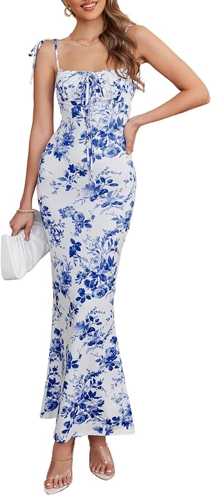 Parthea Women's Summer Floral Bodycon Backless Maxi Dress Sexy Lounge Slip Long Formal Party Even... | Amazon (US)