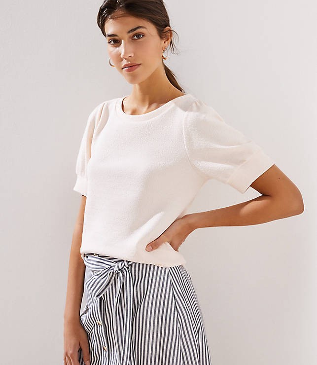Crepe Knit Puff Sleeve Top | LOFT