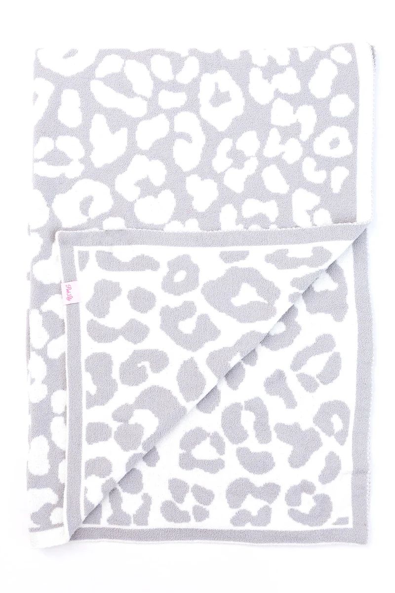 Keep You Warm Blanket Light Grey Leopard Print DOORBUSTER | The Pink Lily Boutique