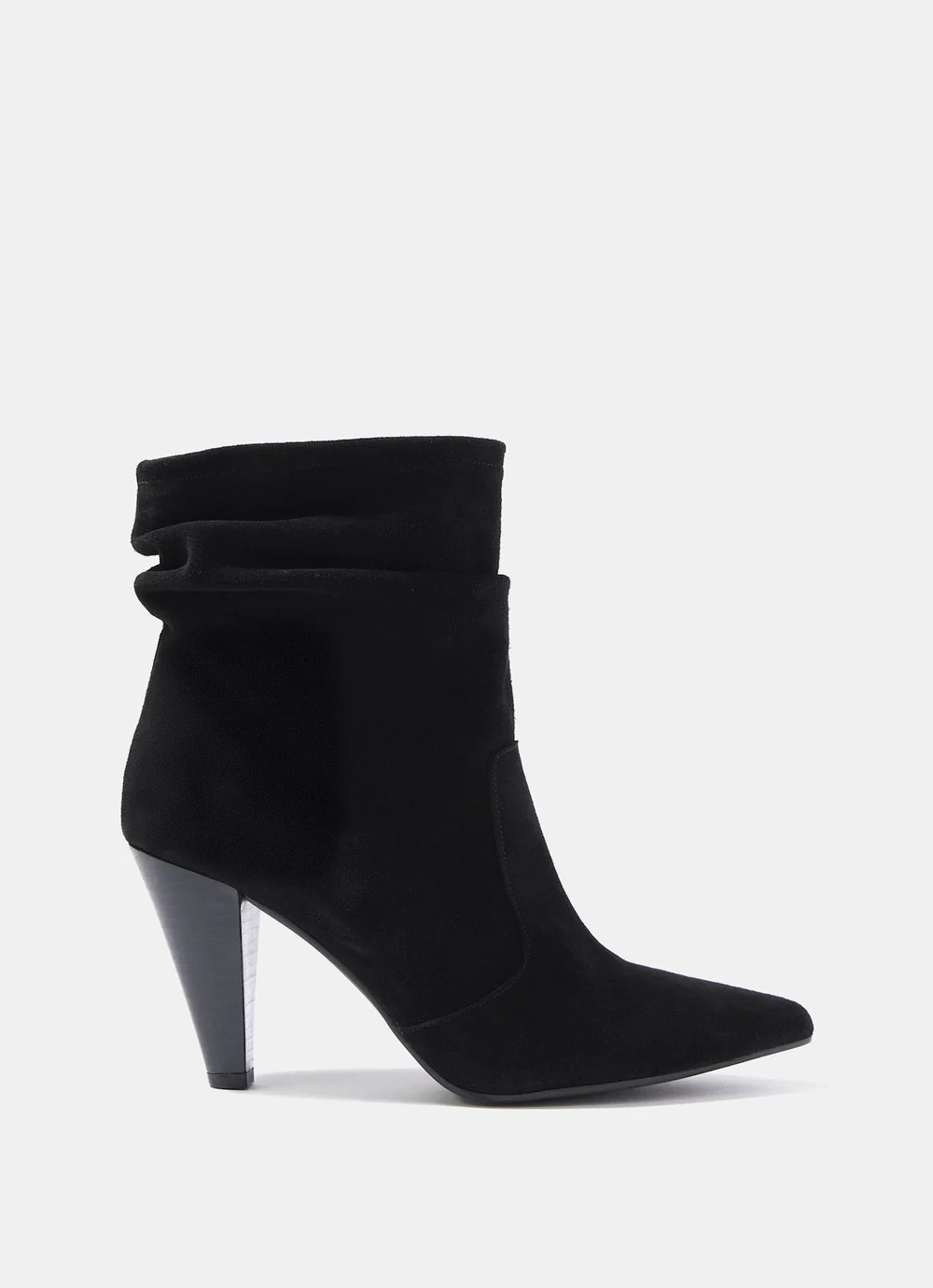 Anya Black Suede Heeled Ankle Boots | Mint Velvet