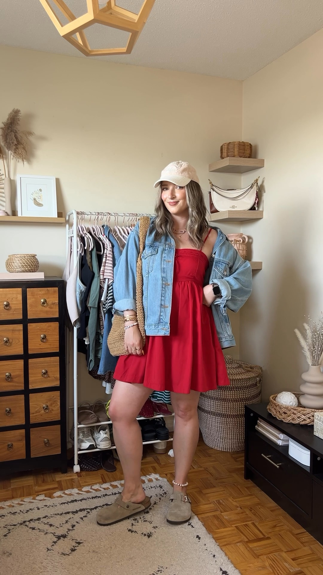 Easy summer to fall transition outfit! Wearing my usual size L in the dress (has built in shorts and pockets!), sized up to XL in the denim jacket for an oversized fit. I’m a 9.5-10 shoe and wear a 40 in the Birkenstock clogs

#LTKsale #LTKdresses #LTKstyletip