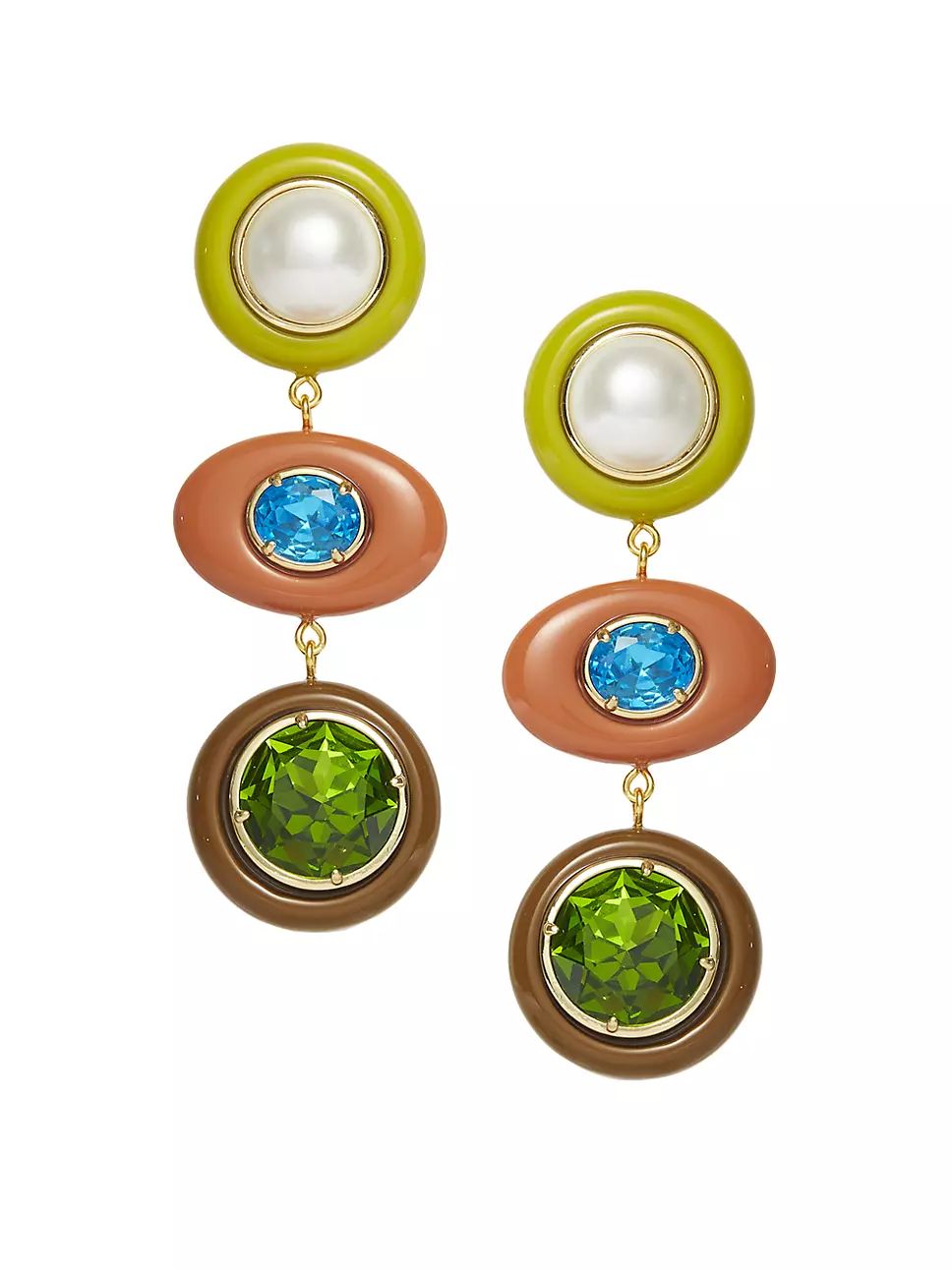 Ornament Goldtone, Acetate, Faux Pearl & Glass Linear Earrings | Saks Fifth Avenue