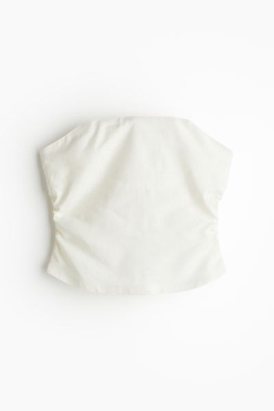 Gathered Corset-style Top - Sleeveless - Short - Cream - Ladies | H&M US | H&M (US + CA)