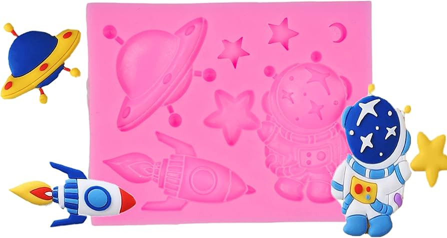 Space Fondant Mold Spaceship Astronaut Rocket Silicone Mold Candy Mold For Sugar Craft Molds DIY ... | Amazon (US)