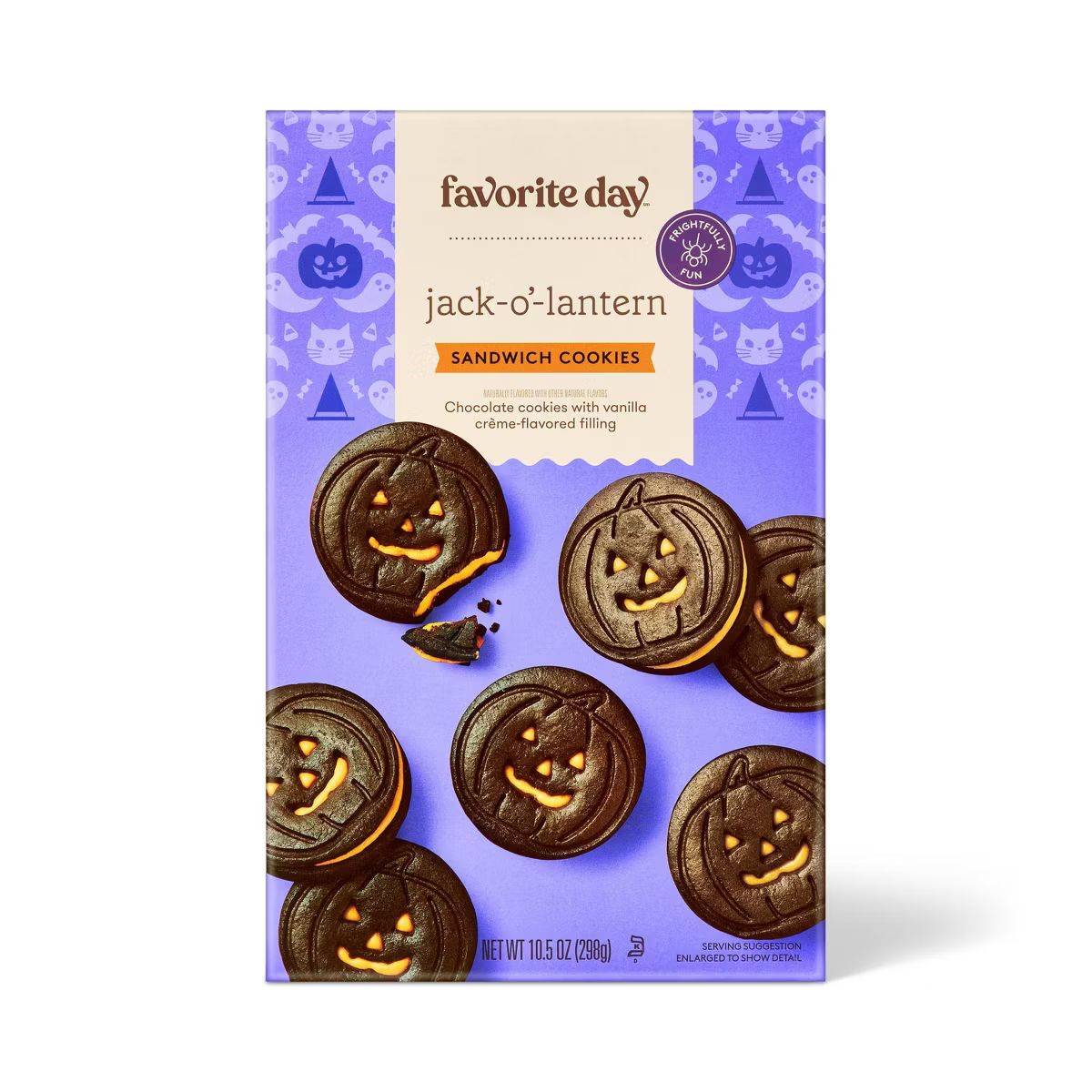 Halloween Chocolate Pumpkin Face Sandwich Cookies with Orange Crème Filling - 10.5oz - Favorite ... | Target