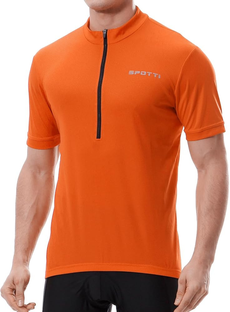 Spotti Men's Cycling Bike Jersey Short Sleeve with 3 Rear Pockets- Moisture Wicking, Breathable, ... | Amazon (US)