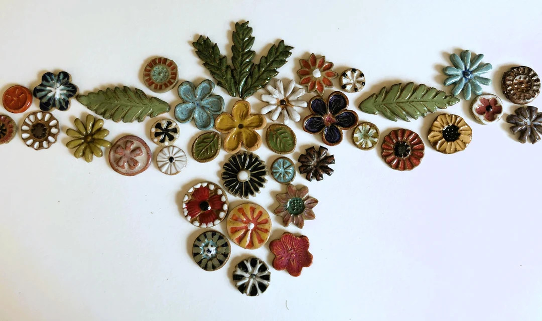 Botanical Stoneware Mosaic Tiles: DIY Craft Pieces, Indoor-Outdoor Decor | Etsy (US)