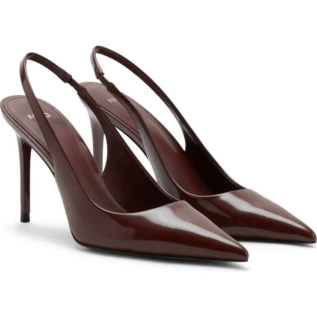 MANGO Mica Pointed Toe Slingback Pump in Brown at Nordstrom, Size 37 | Nordstrom