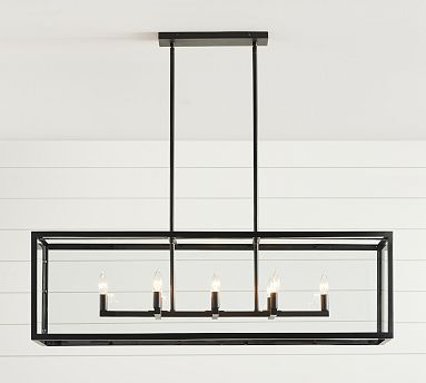 Manor Glass & Iron Linear Outdoor Chandelier | Pottery Barn | Pottery Barn (US)
