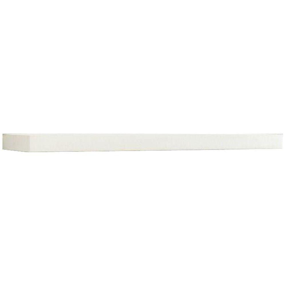 inPlace 35.4 in. W x 10.2 in. D x 2 in. H White Square Edge MDF Floating Wall Shelf | The Home Depot